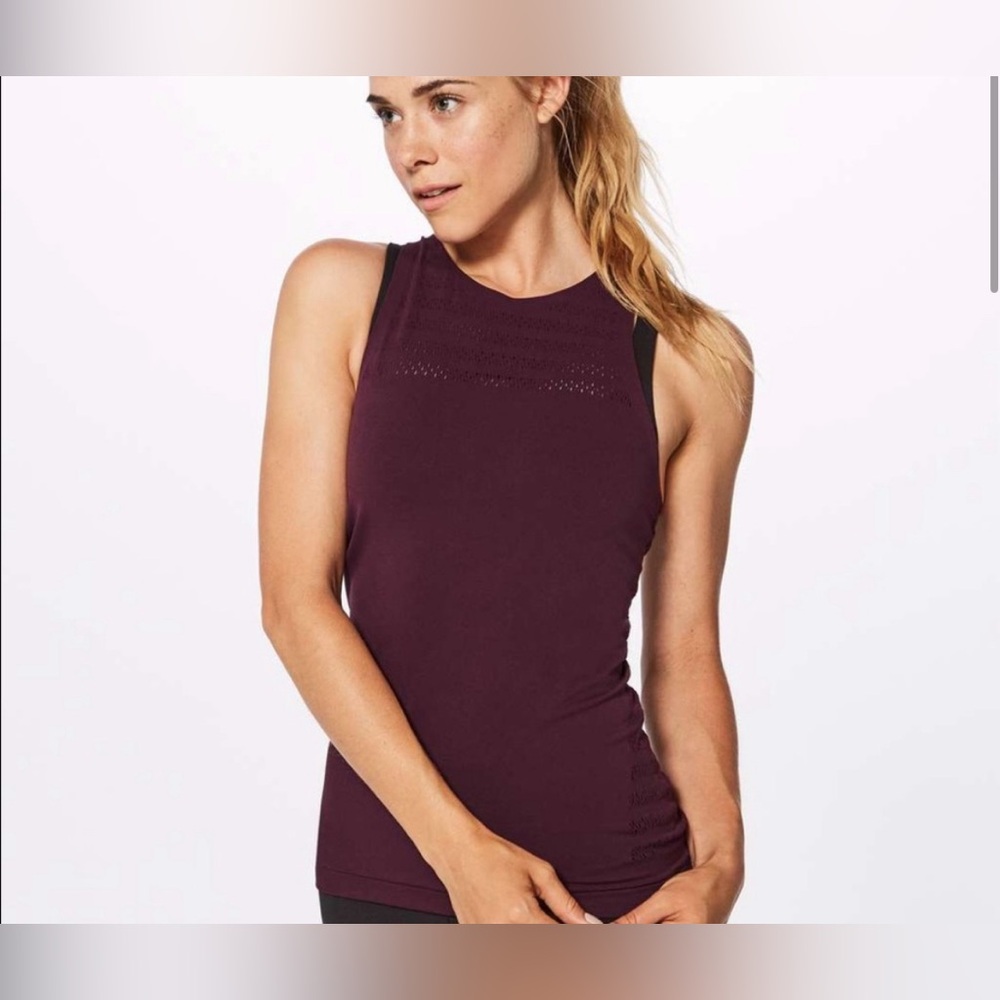 Lululemon Reveal Tank Top Size 6 Burgandy